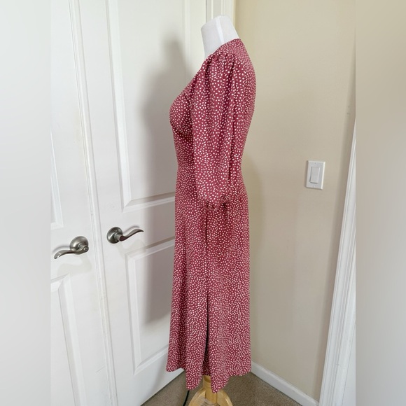 NWT Lucy Paris Anthropologie V Neck Puff Sleeve Tea Length Wrap Dress Size XS - Picture 5 of 10